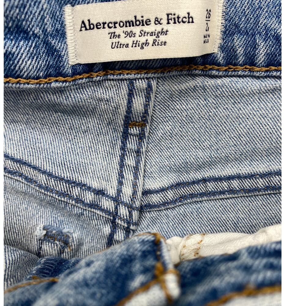 Abercrombie & Fitch The '90s Straight Ultra High Rise Jeans Women's 26 Light - Picture 5 of 7